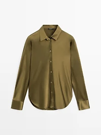 Satin shirt with batwing sleeves