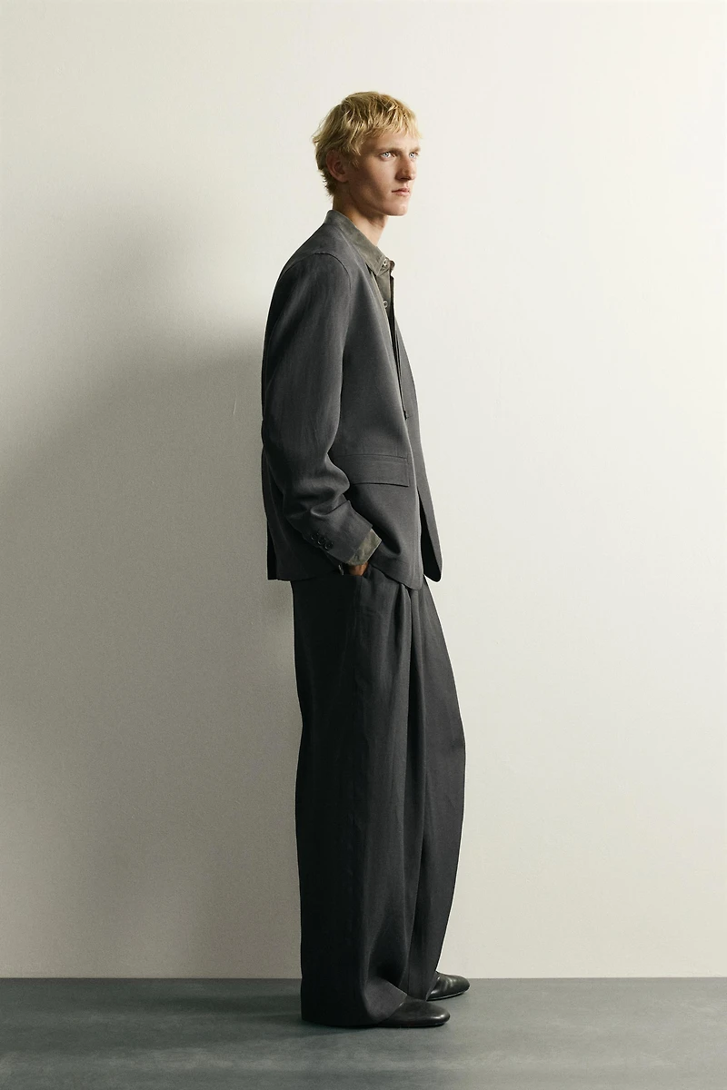RELAXED FIT WIDE LEG SUIT PANTS
