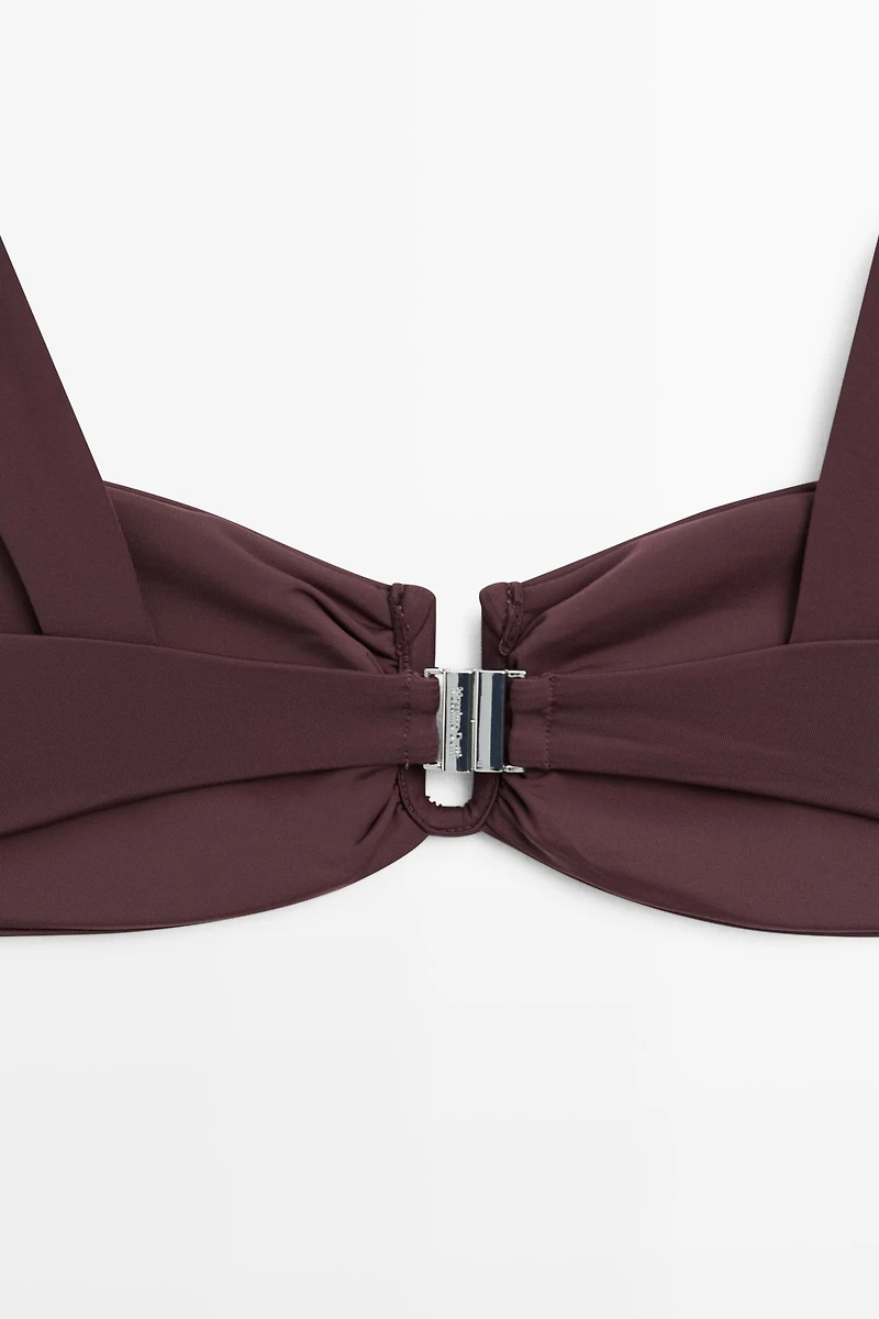 Strappy bikini top with gathered detail
