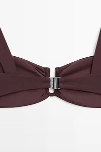 Strappy bikini top with gathered detail