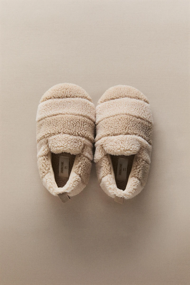 KIDS FAUX SHEARLING SLIPPERS