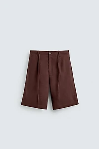LINEN BLEND WIDE FIT SHORTS