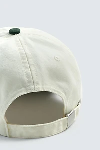 WASHED CONTRAST EMBROIDERED TEXT CAP