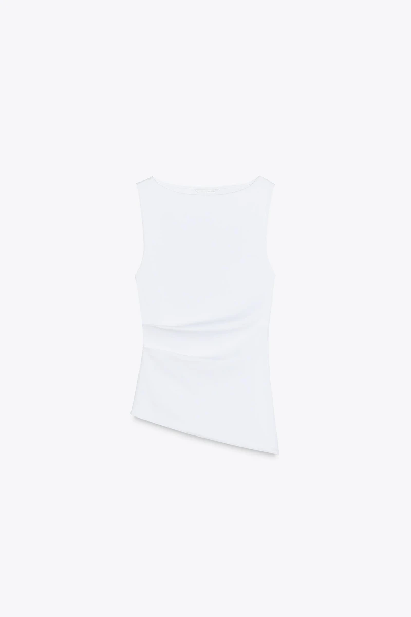 ASYMMETRICAL RUCHED T-SHIRT