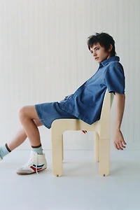 COTTON LINEN BLEND DENIM SHIRT