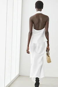 Linen blend crossover halter top
