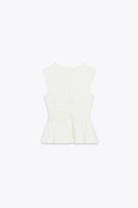 SLEEVELESS INTERLOCK PEPLUM TOP