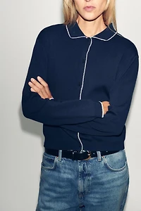 PETER PAN COLLAR KNIT CARDIGAN