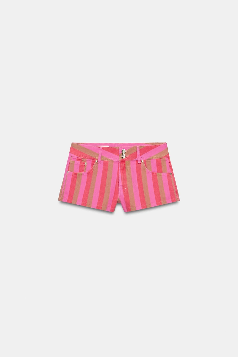 STRIPED TRF MINI DENIM SHORTS
