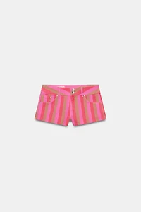 STRIPED TRF MINI DENIM SHORTS