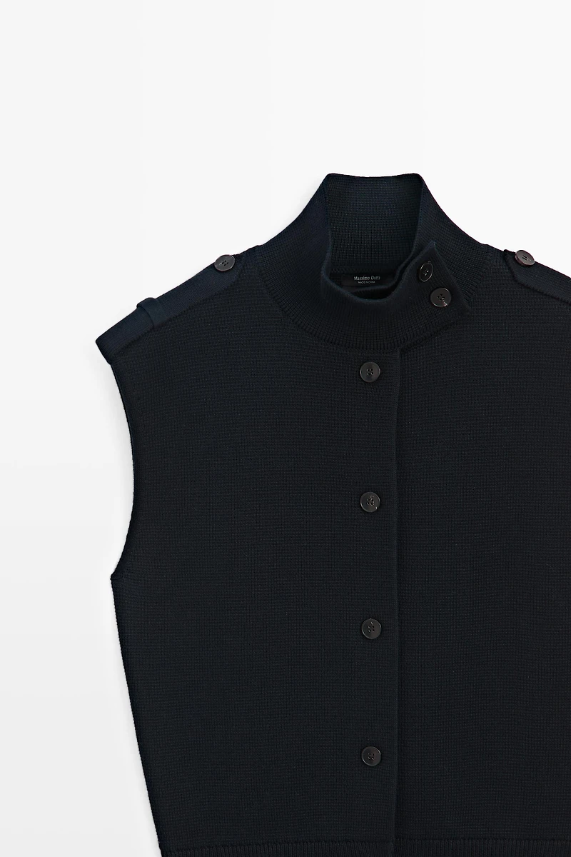 100% cotton mock neck knit vest