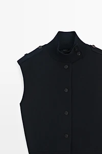 100% cotton mock neck knit vest