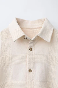 ADJUSTABLE SLEEVE TEXTURED SHIRT