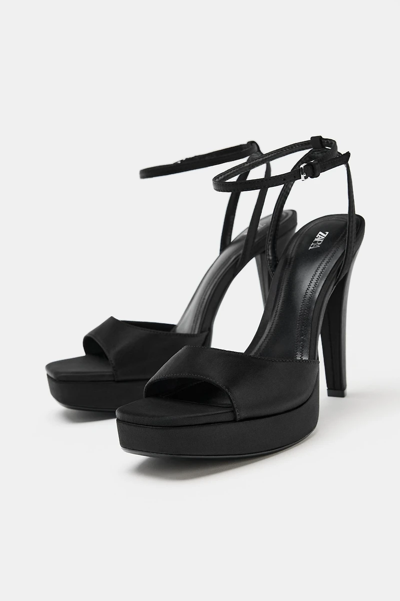 SATIN-FINISH PLATFORM SANDALS