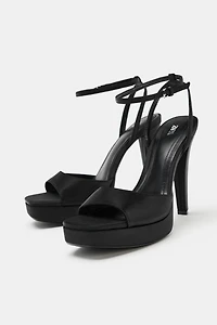 SATIN-FINISH PLATFORM SANDALS