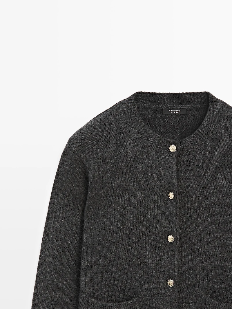Knit cardigan with gold buttons