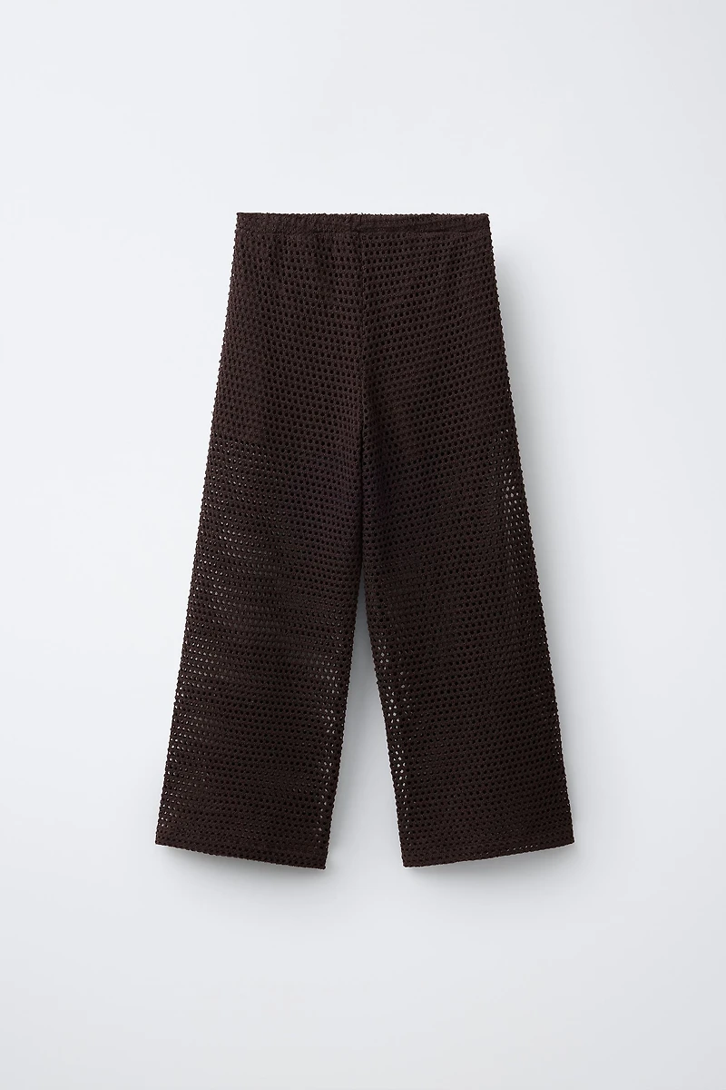 WIDE LEG CROCHET FLOWER PANTS