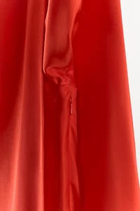 BATWING SLEEVE SCARF SATIN EFFECT DRESS