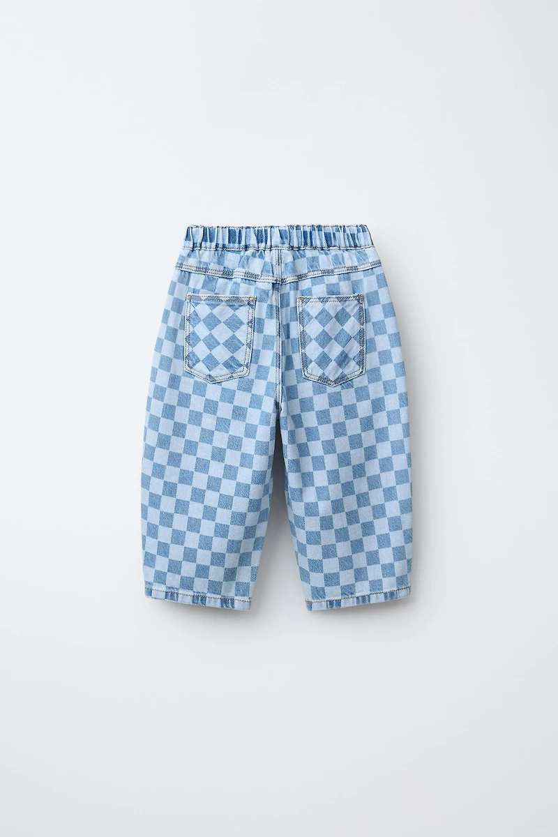 CHECKERBOARD BALLOON JEANS