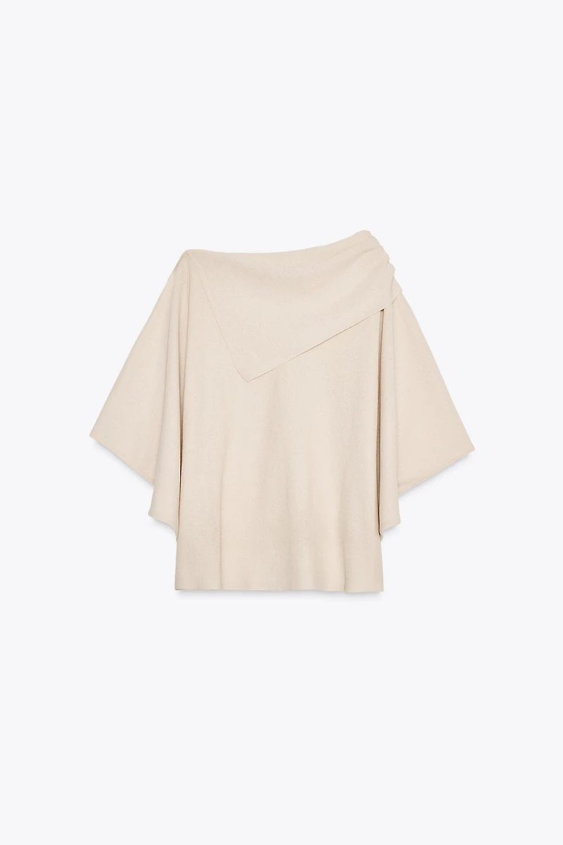 SHORT SLEEVE PLAIN KNIT SWEATER