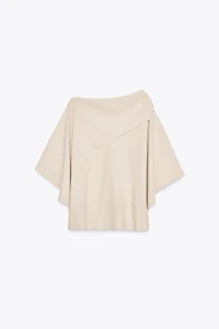 SHORT SLEEVE PLAIN KNIT SWEATER