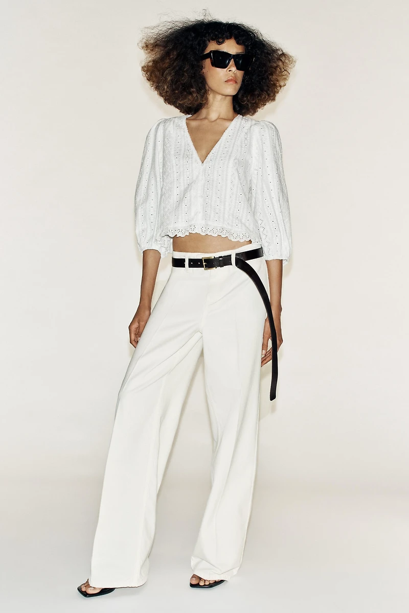 EYELET EMBROIDERED BLOUSE