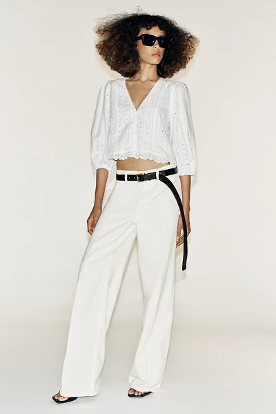EYELET EMBROIDERED BLOUSE