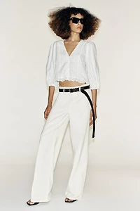 EYELET EMBROIDERED BLOUSE