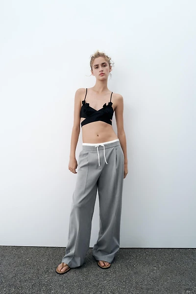 PANTALON LARGE À TAILLE DOUBLE