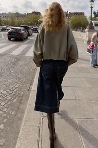 PLEATED HEM BOMBER JACKET