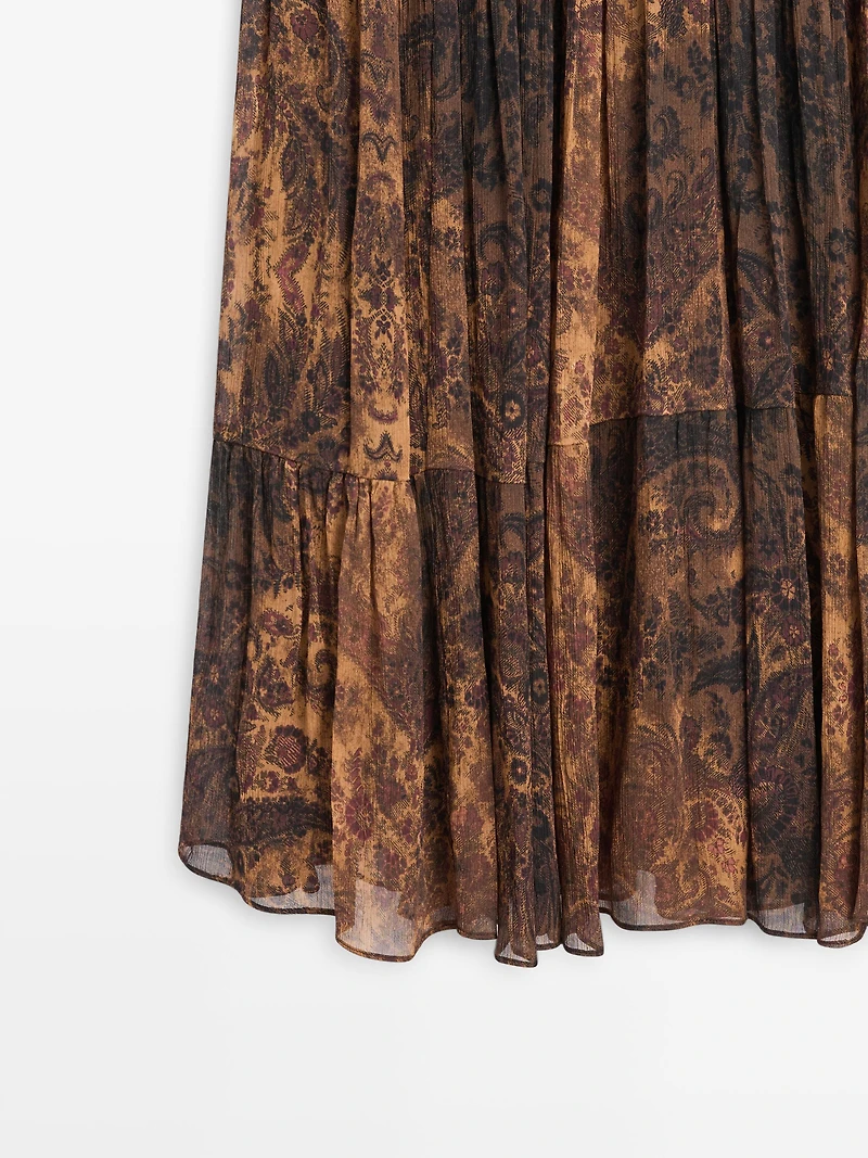 Flowing asymmetric midi skirt