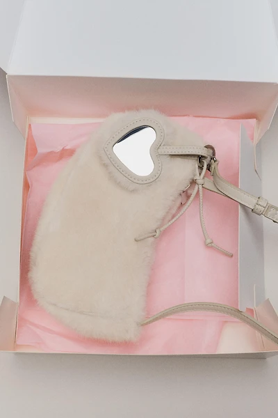 FAUX FUR SHOULDER BAG WITH CHARM