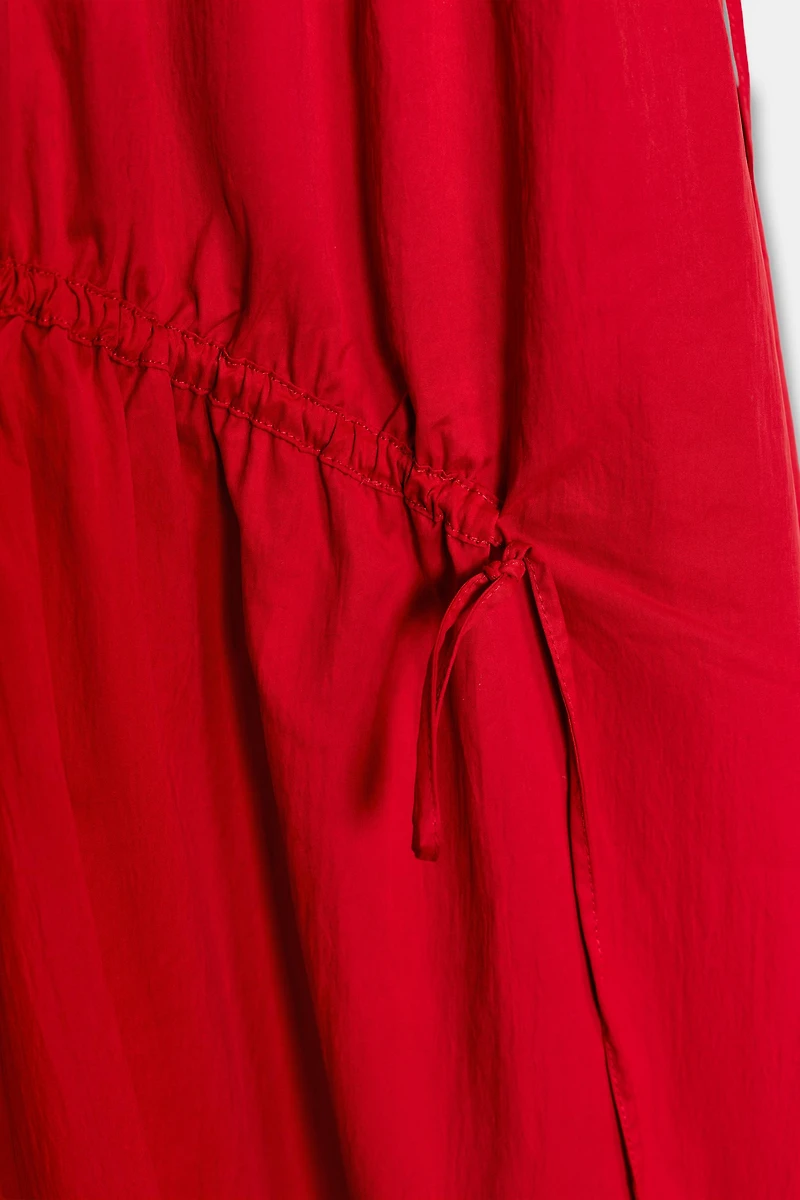 NYLON MIDI DRESS WITH TIES