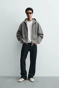 HOODIE WAFFLE DÉLAVÉ À CAPUCHE