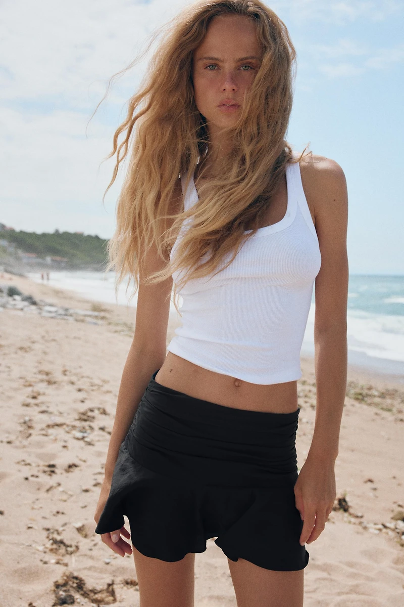 POLKA DOT FLOWY RUFFLE SKORT