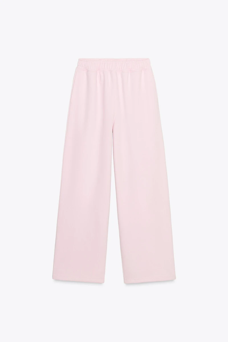 BASIC STRAIGHT-LEG ADJUSTABLE HEM FLEECE PANTS
