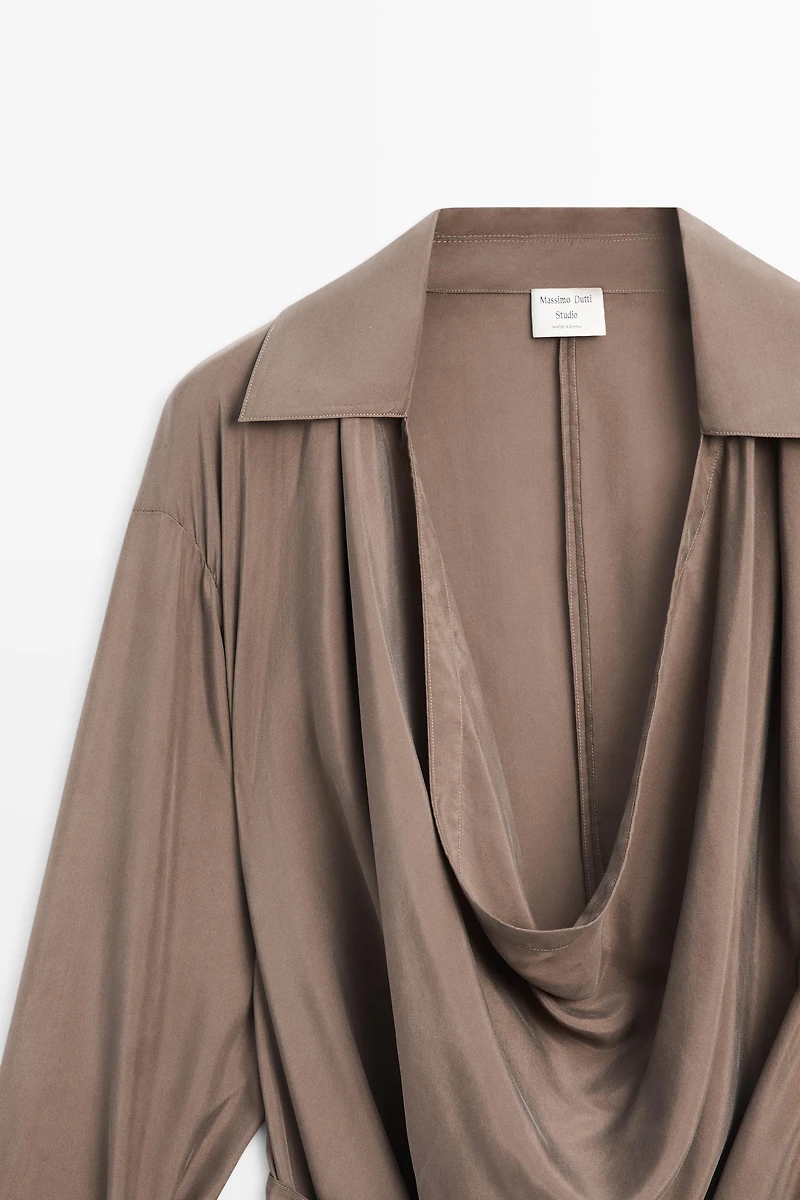 Draped neckline trench dress - STUDIO