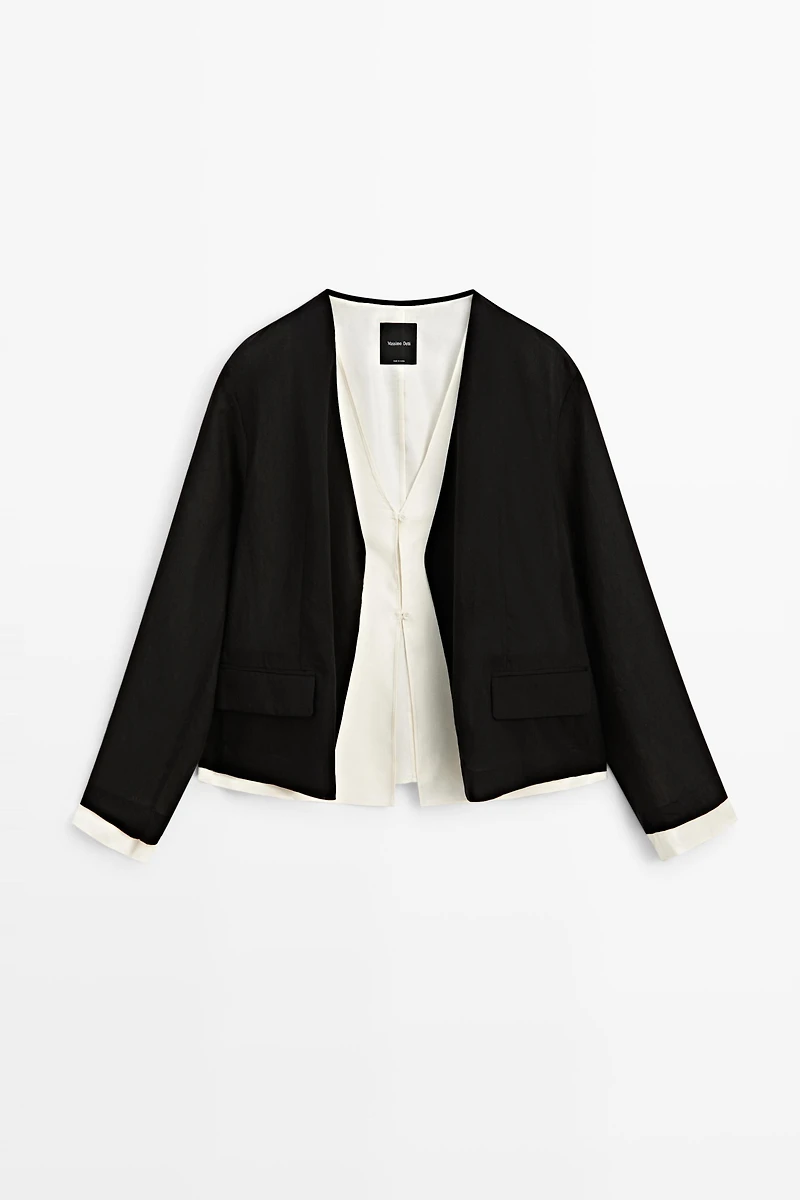 Veste double contraste total look
