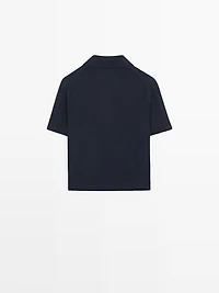 Wool blend knit polo sweater