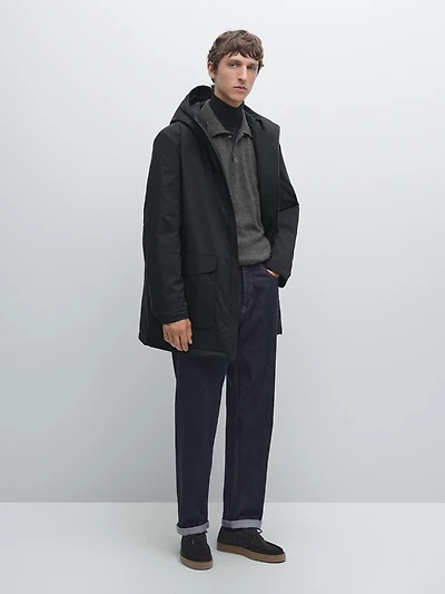 Water-repellent down blend parka