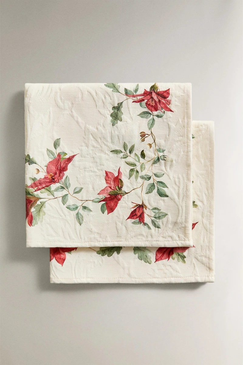 SET OF CHRISTMAS FLORAL JACQUARD NAPKINS (SET OF 2)