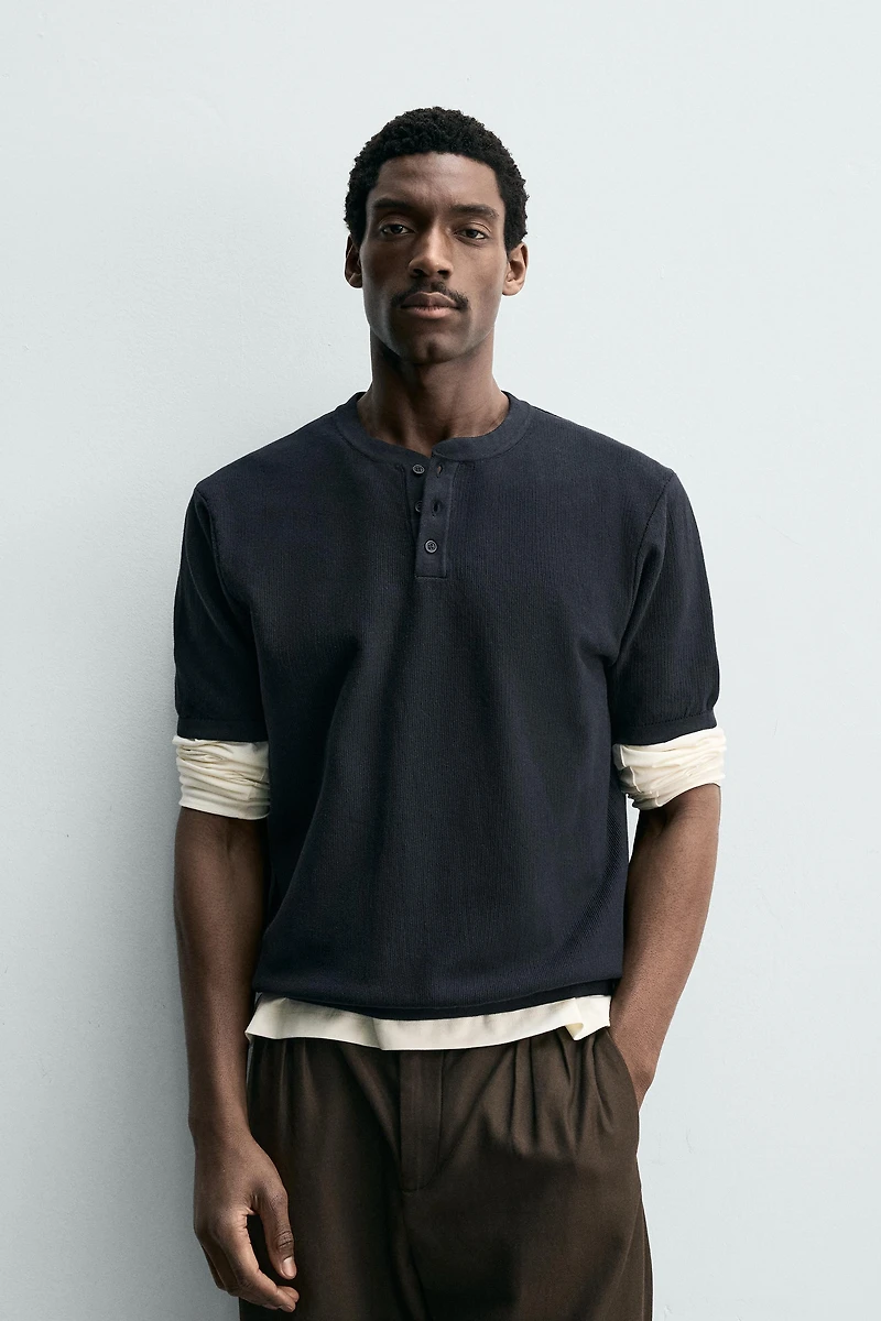 KNIT HENLEY SHIRT