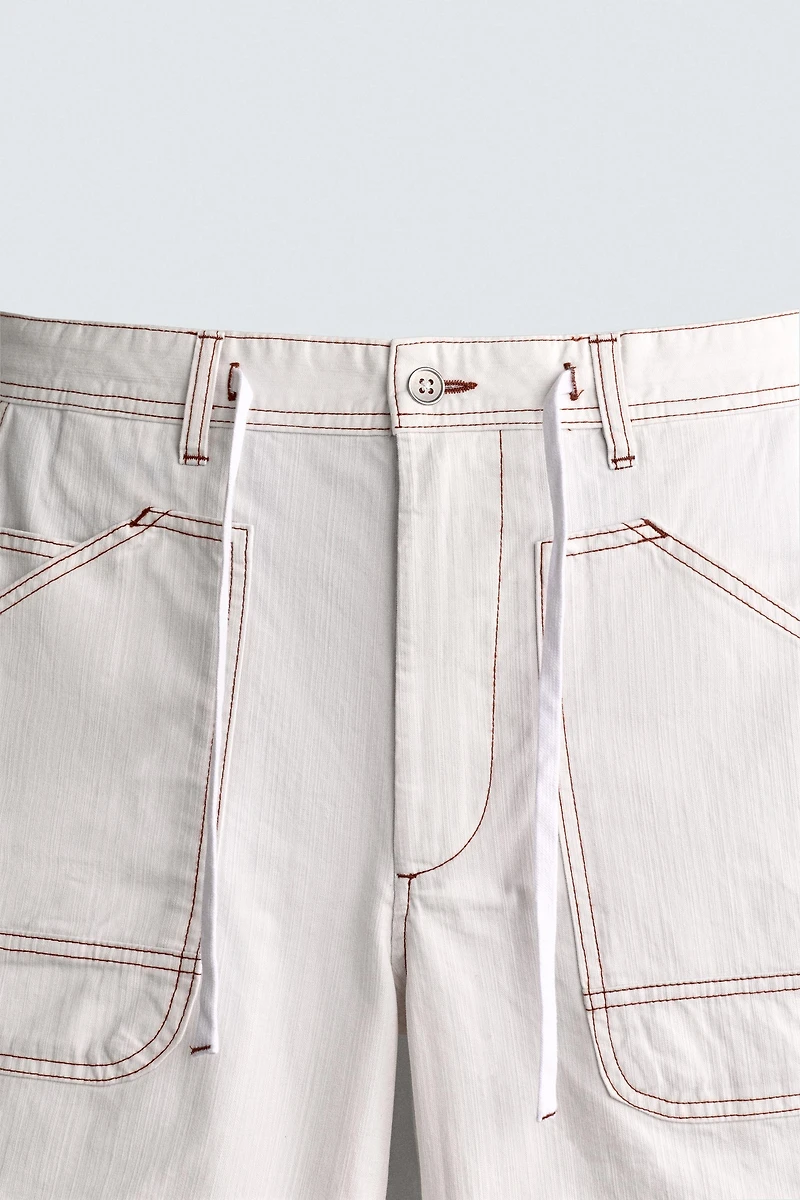 CONTRAST STITCH RELAXED FIT SHORTS