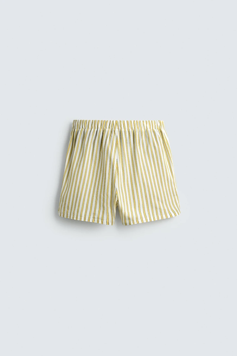 STRIPED EMBROIDERED SHORTS