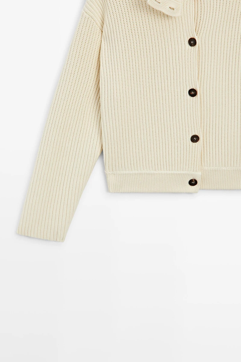 100% cotton turtleneck knit cardigan