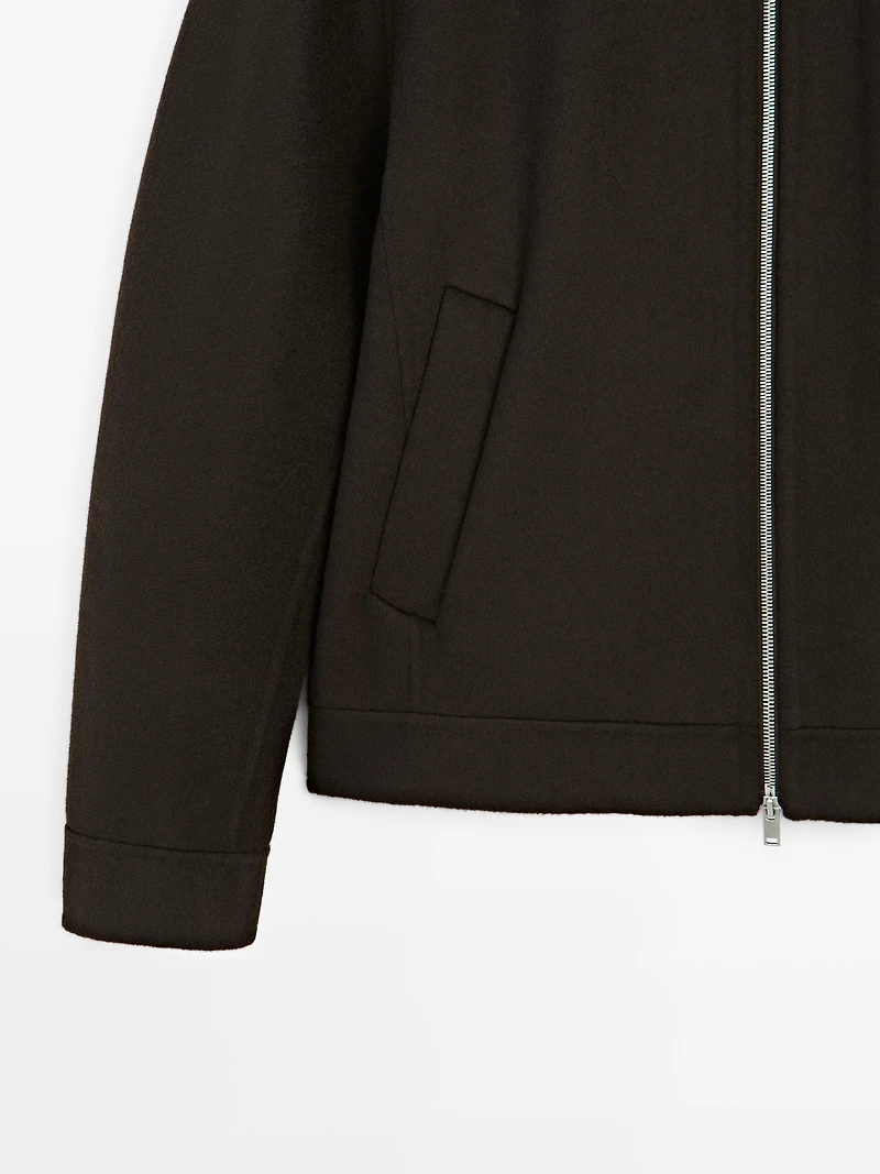 Wool jacket with double corduroy collar