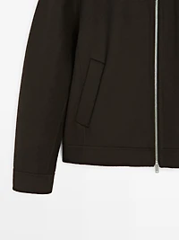 Wool jacket with double corduroy collar