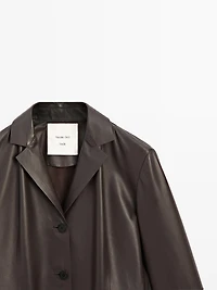 Leather blazer with lapel collar - STUDIO