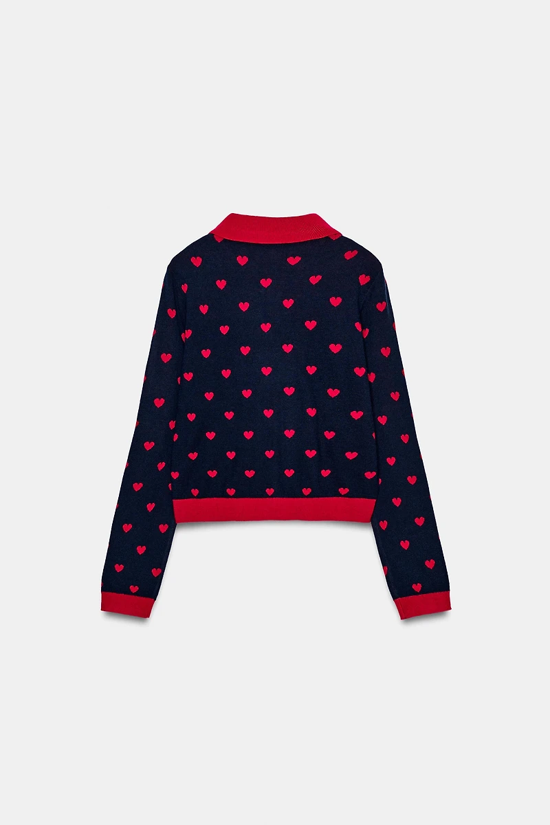HEART JACQUARD CARDIGAN