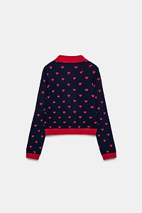 HEART JACQUARD CARDIGAN